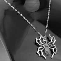 Silver Spider Cross Pendant Necklace